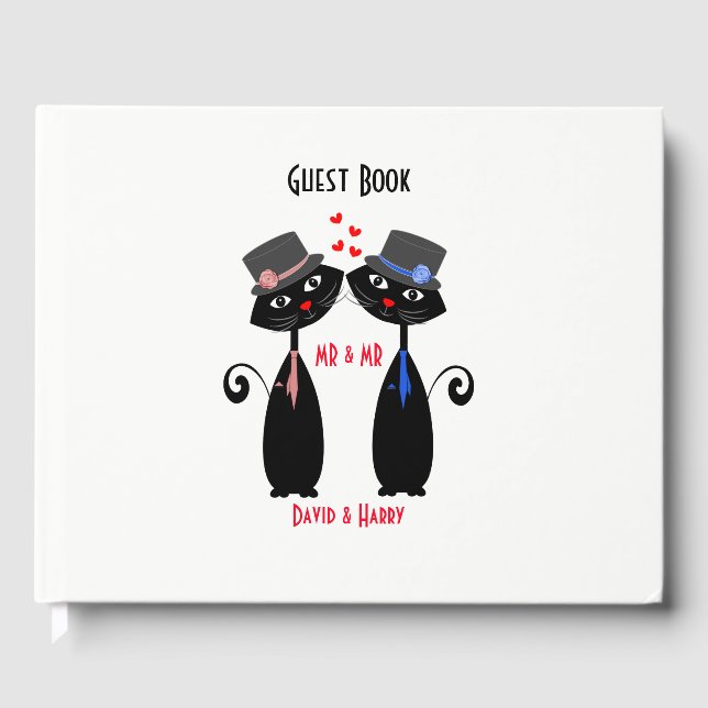 Mr & Mr. Niedlich Cats Personalisiert Gästebuch (Vorderseite)