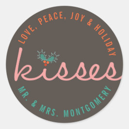 Mr & Mrs. 1. Christmas Mistletoes Holiday Wedding Runder Aufkleber