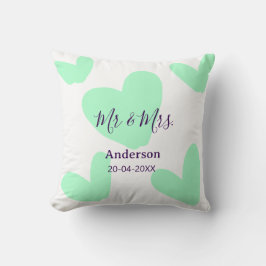 Mr & Mrs add family name date year wedding favor  Kissen
