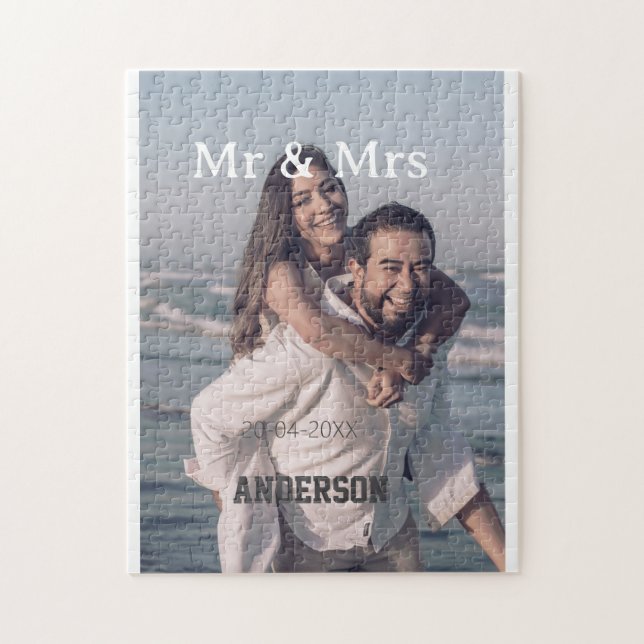 Mr & Mrs add family name photo date wedding family (Vertikal)