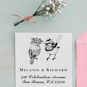 Mr & Mrs Birds Wedding Names Script Rücksendeadres Permastempel