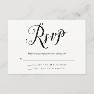 Mr & Mrs Black & White Wedding RSVP Response Cards