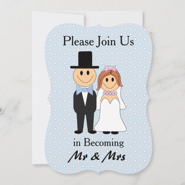 Mr & Mrs Blue Bride und Groom Wedding Einladungen (Vorderseite)