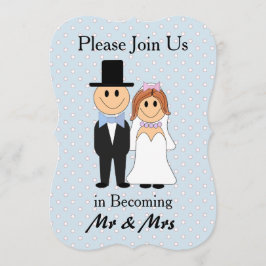 Mr & Mrs Blue Bride und Groom Wedding Einladungen