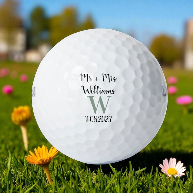 Mr & Mrs Bride und Groom Golfer Name Hochzeiten Golfball (Von Creator hochgeladen)