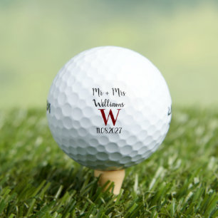 Mr & Mrs Bride und Groom Golfer Name Hochzeiten Golfball