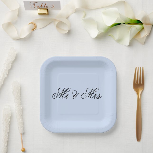Mr. & Mrs. Change Your Plate Color Schriftart 1 Pappteller (Hochzeit)