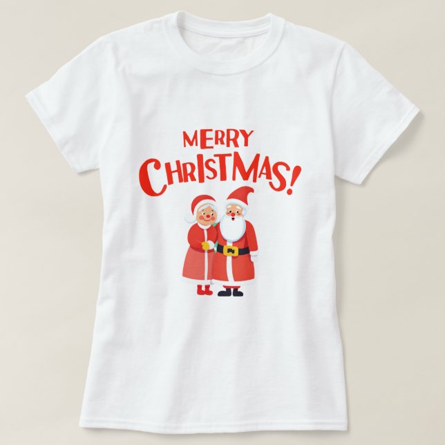 Mr & Mrs Claus Playful Frory Weihnachten T - Shirt (Design vorne)