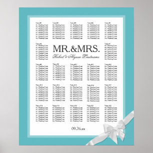 Mr. & Mrs. Color Select with Bow Seating Chart Poster
