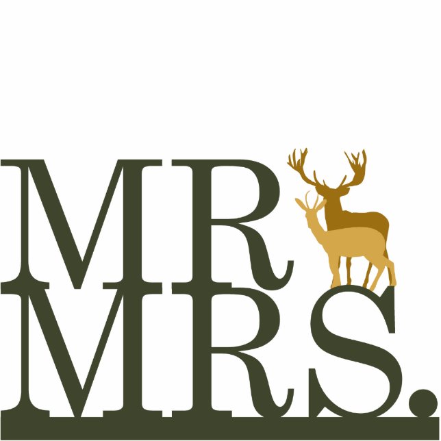Mr & Mrs. Deer Cake Topper Freistehende Fotoskulptur (Vorne)