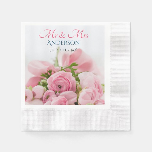 Mr & Mrs., DIY Nachname, Datum & Foto Serviette (Vorderseite)