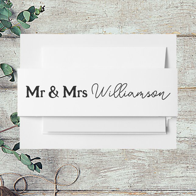 Mr & Mrs. Elegant Script Einladung Belly Band (Von Creator hochgeladen)