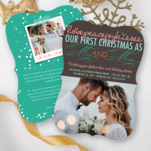 Mr & Mrs Erstes Weihnachten Mistelzweig Foto Hochz