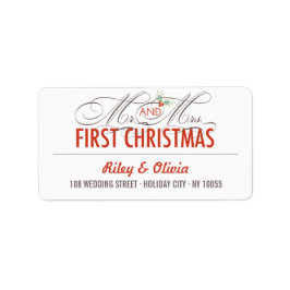 Mr & Mrs. First Christmas Holiday Hochzeit Ansprac Adressaufkleber