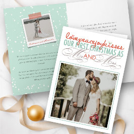 Mr & Mrs. First Christmas Mistletoes Foto Wedding Feiertagskarte