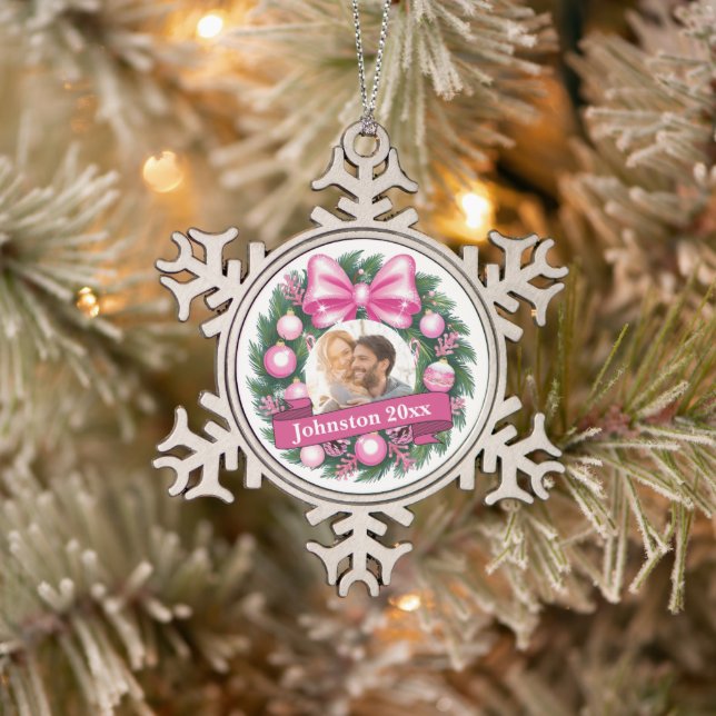 Mr & Mrs. First Christmas Schneeflocken Zinn-Ornament (Baum)