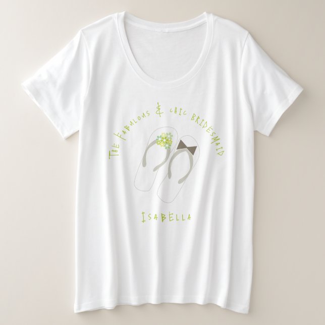 Mr & Mrs Green Blume Flip Flops Beach Wedding Große Größe T-Shirt (Design vorne)