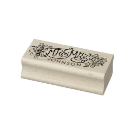 Mr & Mrs. handgezeichnete Wintermistletoe Skript-B Gummistempel