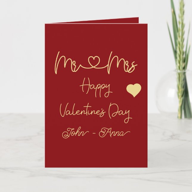 Mr & Mrs Happy Valentine's Day Feiertagskarte (Vorderseite)