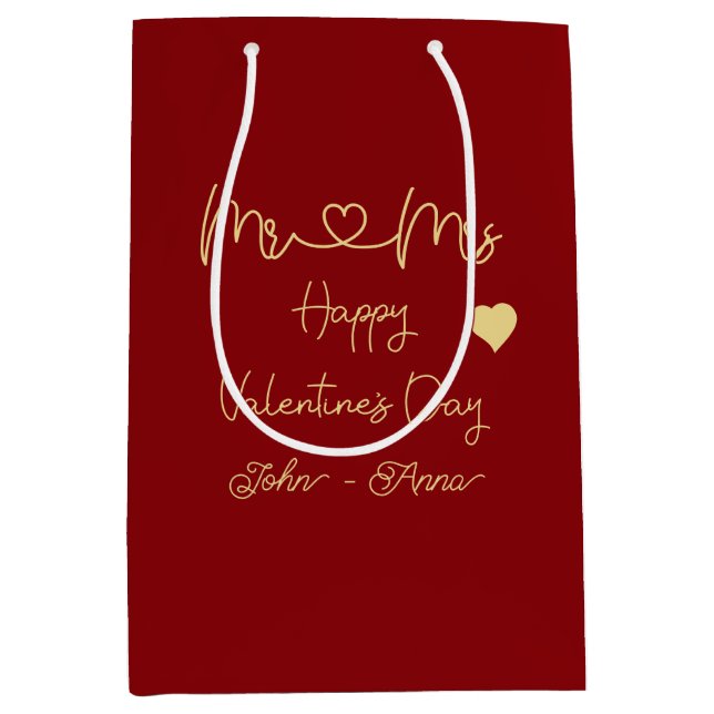 Mr & Mrs Happy Valentine's Day Gift Bag Mittlere Geschenktüte (Vorderseite)