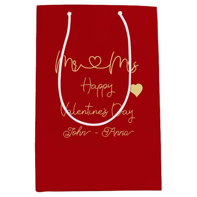 Mr & Mrs Happy Valentine's Day Gift Bag Mittlere Geschenktüte (Vorderseite)