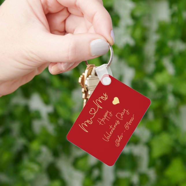 Mr & Mrs Happy Valentine's Day Keychain Schlüsselanhänger (Hand)