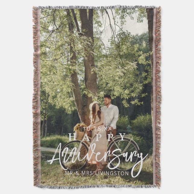 Mr & Mrs Happy Wedding Anniversary Custom Decke (Vorderseite Vertikal)