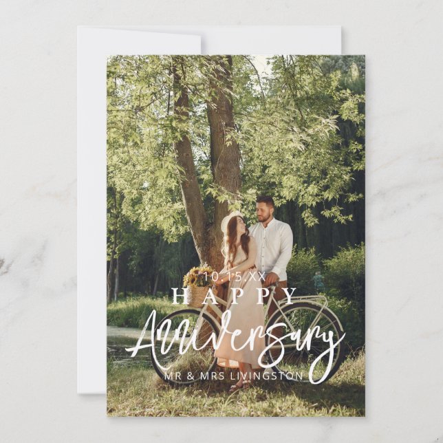 Mr & Mrs Happy Wedding Anniversary Foto Card (Vorderseite)