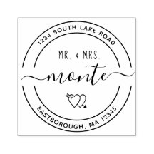 Mr & Mrs Heart 5 Custom Round Rücksendeadresse