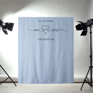 Mr mrs heart Foto staubige blaue Hochzeit Wandteppich