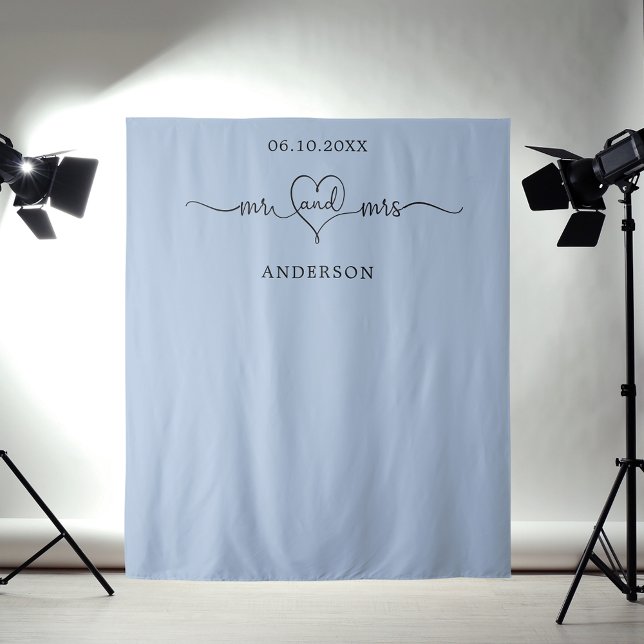 Mr mrs heart Foto staubige blaue Hochzeit Wandteppich (Von Creator hochgeladen)
