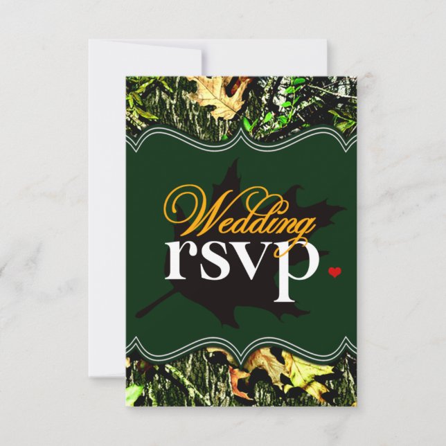 Mr & Mrs Hunting Camouflage Green Wedding RSVP Car (Vorderseite)