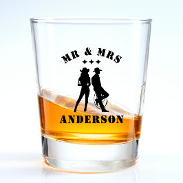 Mr & Mrs Husband Ehefrau Bride Groom Cowboy Paare Schnapsglas