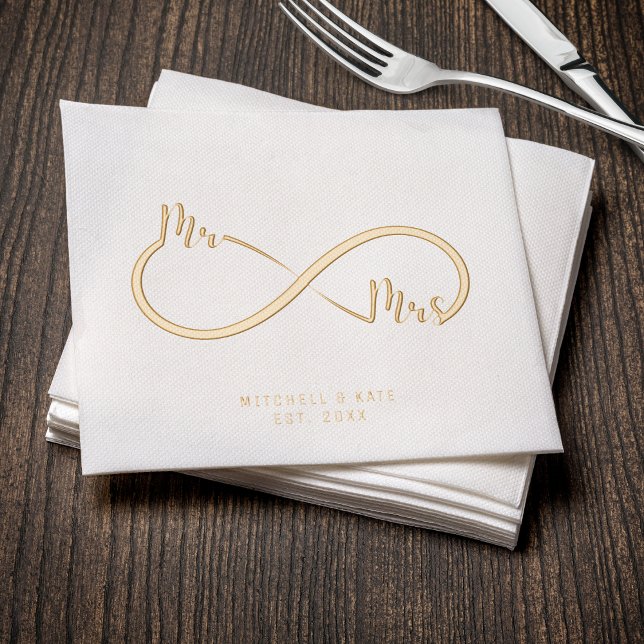 Mr & Mrs. Infinity Symbol Wedding Gold Servietten Mit Folie (Mr. & Mrs. Infinity Symbol Wedding Gold Foil Napkins
)