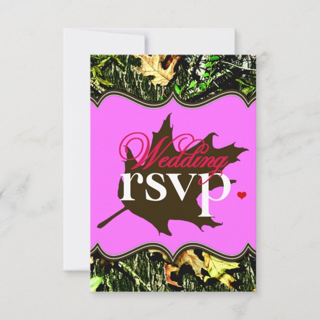 Mr & Mrs Junting Camouflage Pink Wedding RSVP Card Karte (Vorderseite)