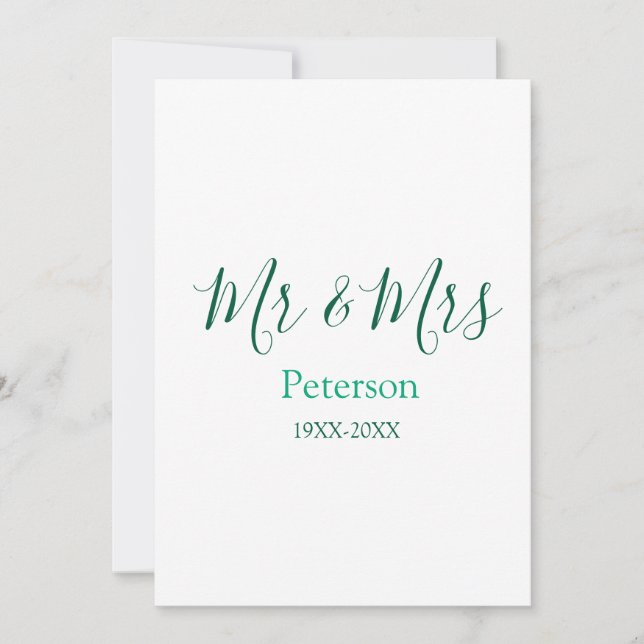 Mr & Mrs last name married year wedding engagement Einladung (Vorderseite)