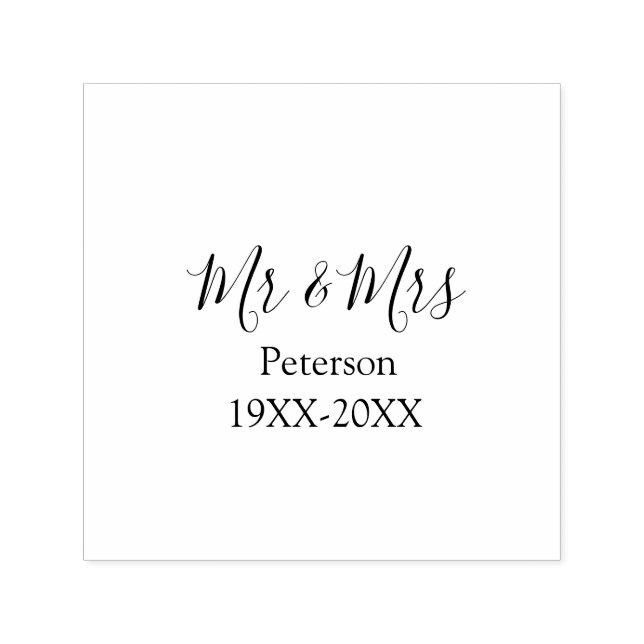 Mr & Mrs last name married year wedding engagement Permastempel (Design)
