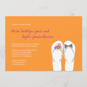 Mr & Mrs Lila Flip Flops Beach Wedding Einladung