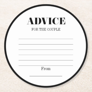 Mr & Mrs Modern Bold Wedding Advice Paper Unterset Runder Pappuntersetzer