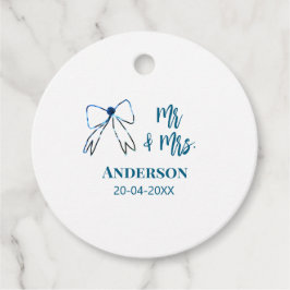 Mr. & Mrs. Name Datum Gastgeschenk Hochzeit blau g Geschenkanhänger