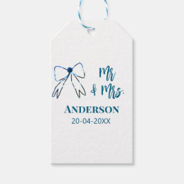 Mr. & Mrs. Name Datum Gastgeschenk Hochzeit blau g Geschenkanhänger