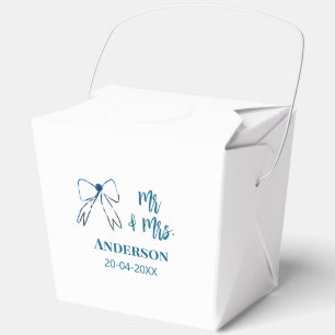Mr. & Mrs. Name Datum Gastgeschenk Hochzeit blau g Geschenkschachtel