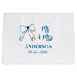 Mr. & Mrs. Name Datum Gastgeschenk Hochzeit blau g Große Geschenktüte