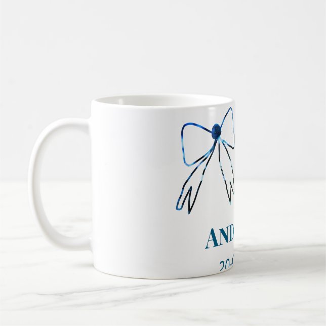Mr. & Mrs. Name Datum Gastgeschenk Hochzeit blau g Kaffeetasse (Links)