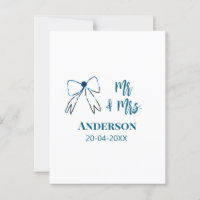Mr. & Mrs. Name Datum Gastgeschenk Hochzeit blau g