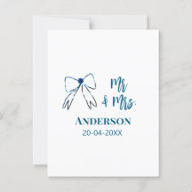 Mr. & Mrs. Name Datum Gastgeschenk Hochzeit blau g