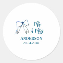 Mr. & Mrs. Name Datum Gastgeschenk Hochzeit blau g