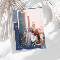 Mr & Mrs Navy Blue White Script Foto