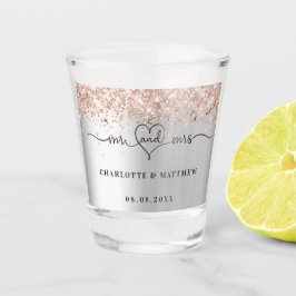 Mr mrs new weds silberne Rose gold wedding Schnapsglas