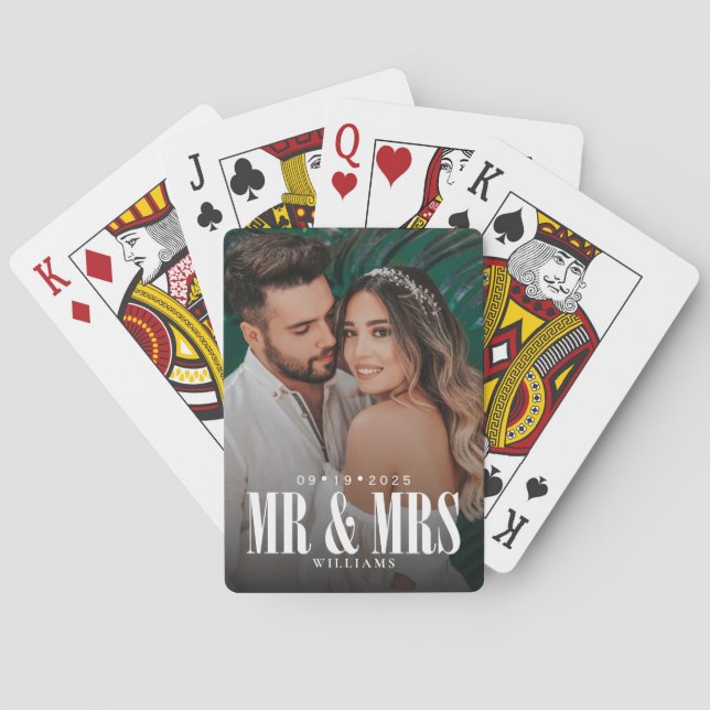 Mr & Mrs Newlyweds Foto Spielkarten (Rückseite)